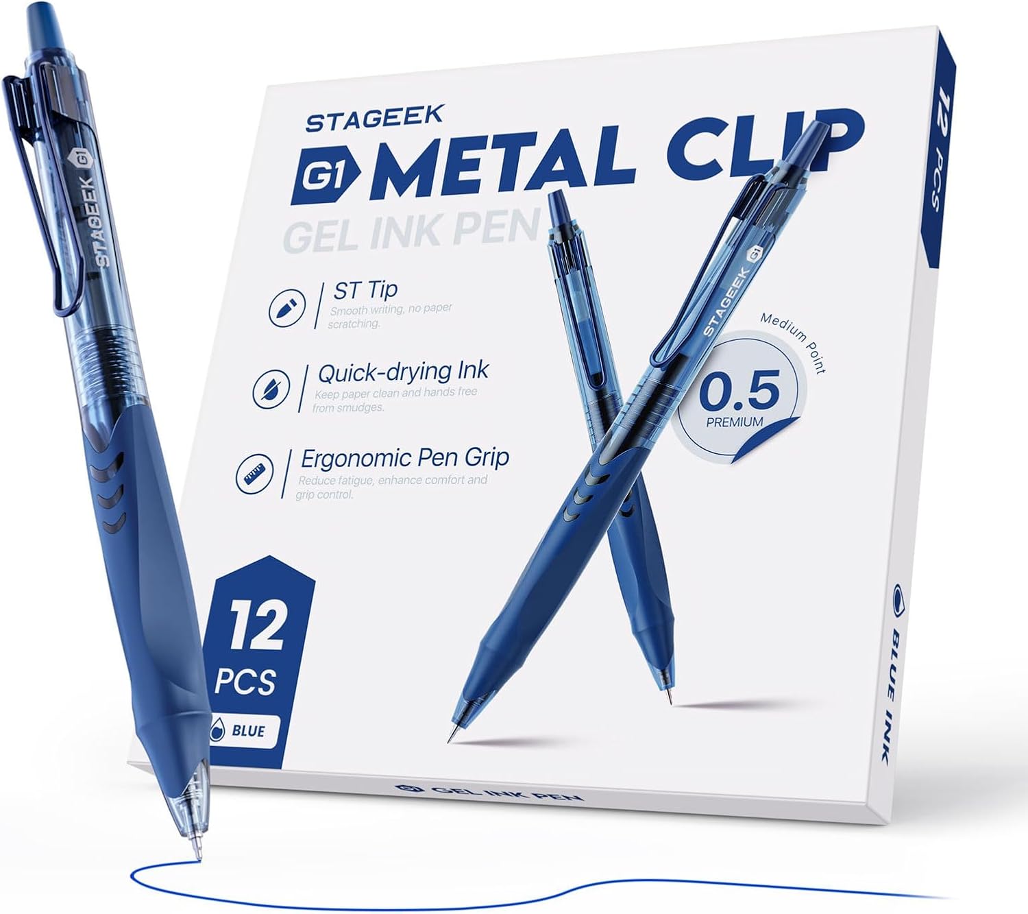 STAGEEK 12 Pack Blue Gel Pens