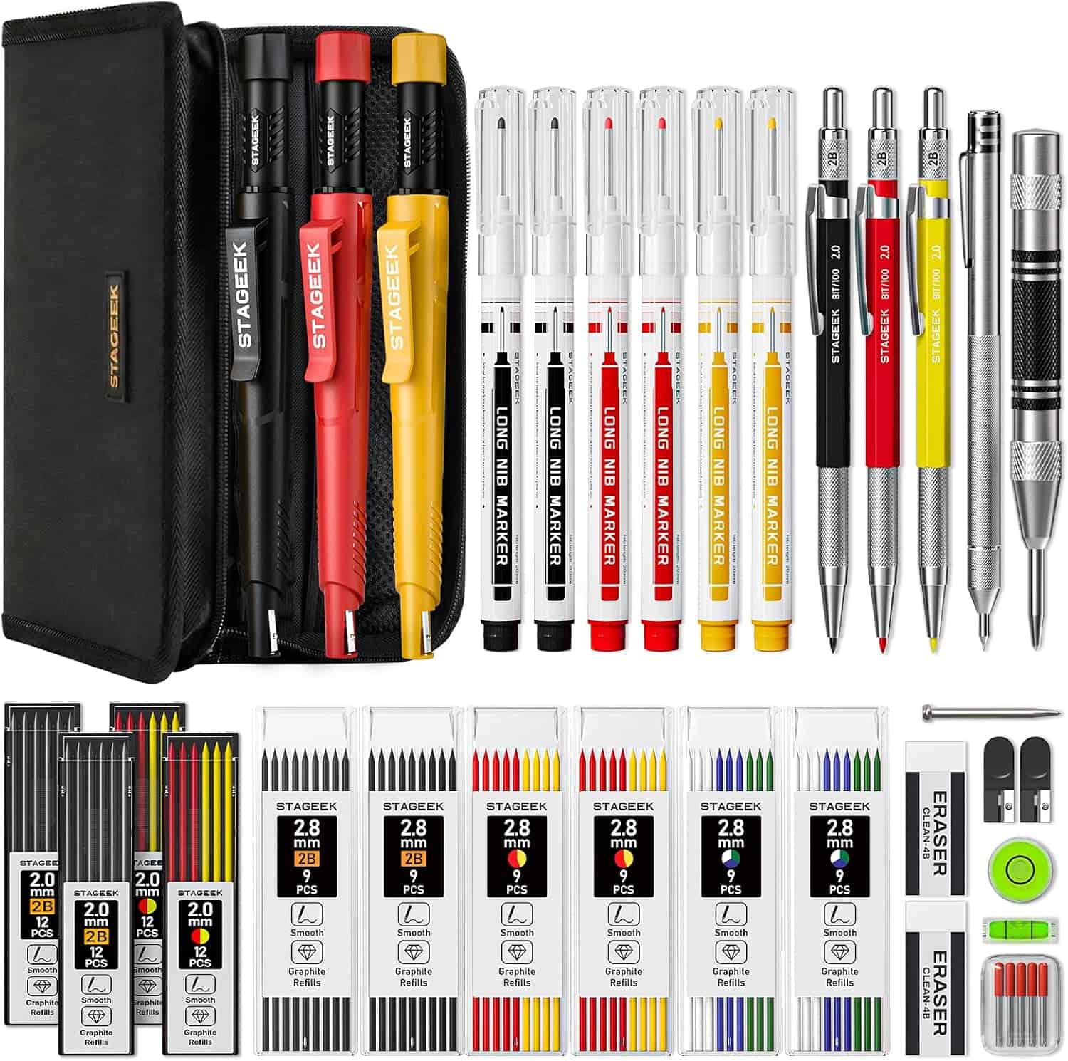 Pack Carpenter Pencils Set With 108 Refills